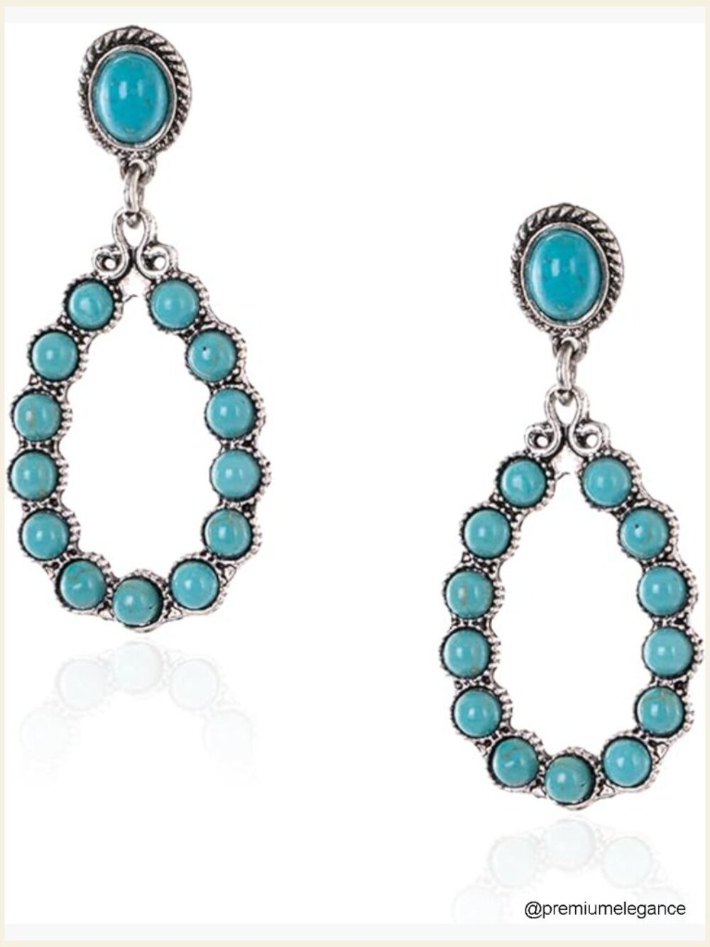 Western Dangle Concho Earrings Turquoise Cowgirl Jewelry